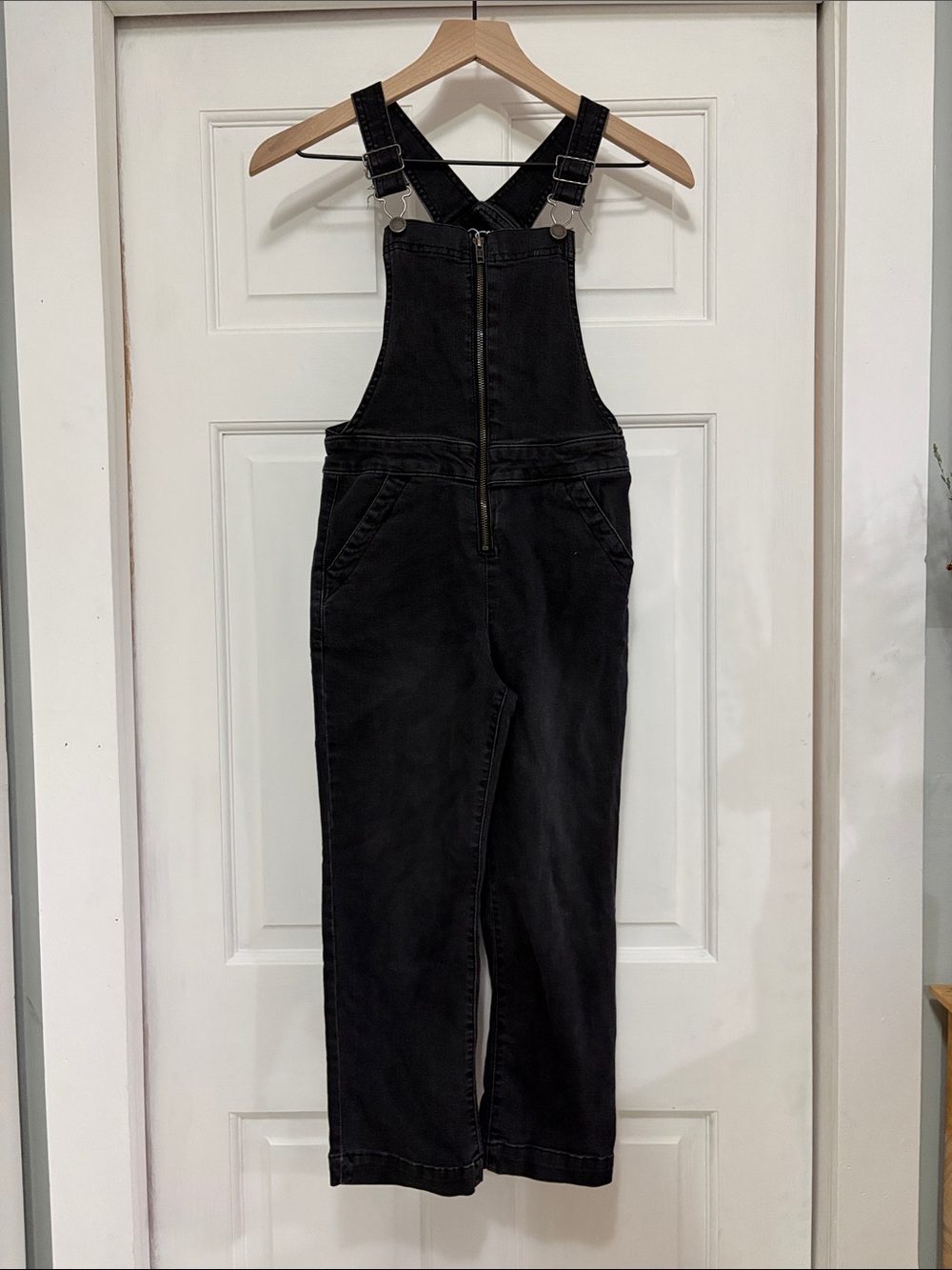 art class Black Denim Overalls with Front Zip